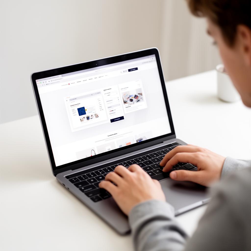 Designer building a modern website on a laptop